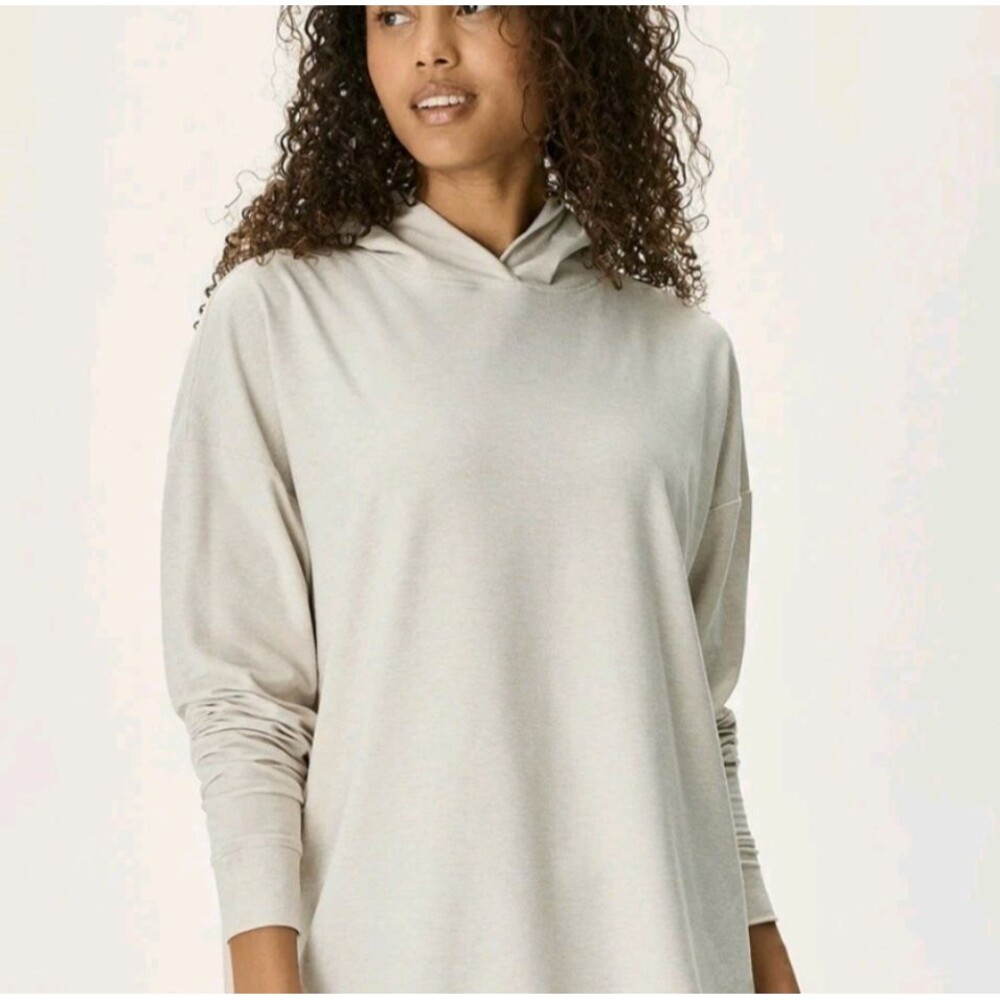 Outdoor Voices CloudKnit Relaxed XL Hoodie Top Heathered Oatmeal Oversized Fit